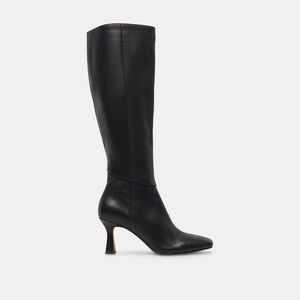DOLCE VITA GYRA BLACK LEATHER SILVER BOOTS SIZE 8 WIDR CALF